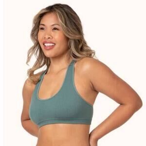 Lively Seamless Ribbed Racerback Bralette Sports Bra in Harbor Green